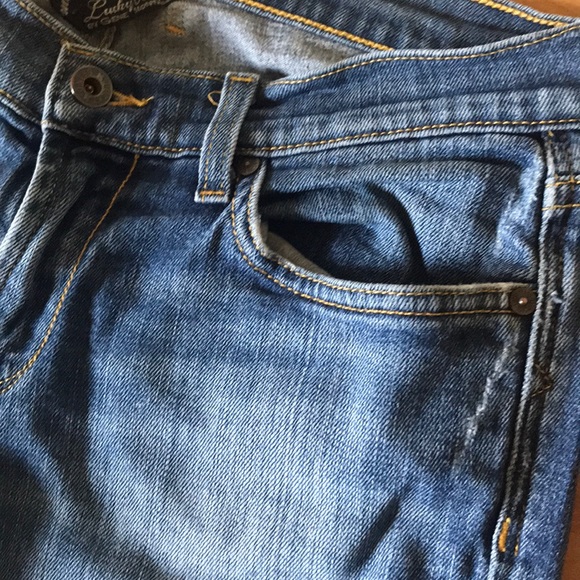 Lucky Brand Dungarees By Gene Montesano Distressed - Picture 4 of 9